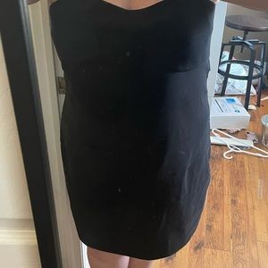 Black strapless cocktail dress